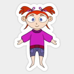 Girl Wearing Comfortable Clothes and Pigtails Sticker